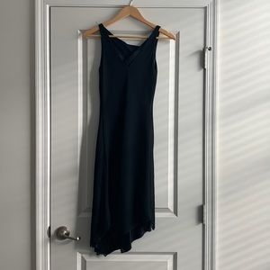 Vintage Black Asymmetrical Sheath Dress with beading at the bottom